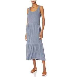 Daily‎ Ritual Cozy Knit Rib Heathered Blue Gray Tiered Tank Dress Size XS